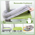 Globlazer Cat Tower for Indoor Adult Cats, 50-inch Heavy Duty Cat Tree House for Big Cats with Extra-Large Padded Platform, Sisal Scratching Board, 2 Large Condos, F50, Light Grey