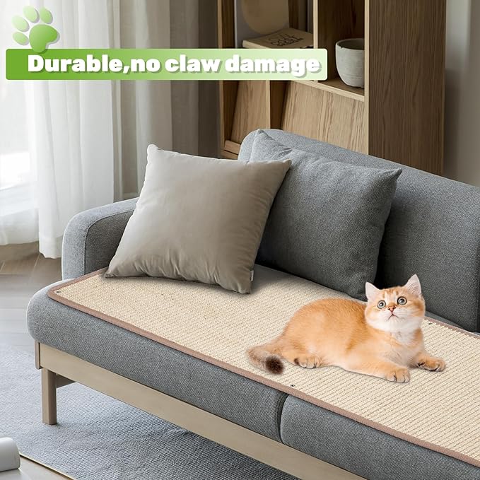 Natural Sisal Cat Wall Climbing Carpet, Wall Scratcher Carpet Mat Pad, Cat Climbing Wall, Tall Scratching Post, Wall Floor Couch Sofa Protector, Scratching Pad for Indoor Cats （78.7" Lx15.7 W, 1PC）