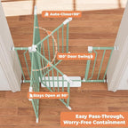 29"-40" Baby Gate for Stairs, Auto Close Stroller Friendly Dog Gate Indoor for Doorways, Pressure Mounted Baby Gate, Easy Walk Through Gate for Children & Pets, Green