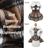 XXS Dog Sweater with Leash Set D Ring Plaid Fleece Puppy Clothes for Small Dogs Girl Boy Winter Pet Dress Cold Weather Coat Winter Sweater for Chihuahua Yorkie Cat Doggie Costumes, Khaki, XXS