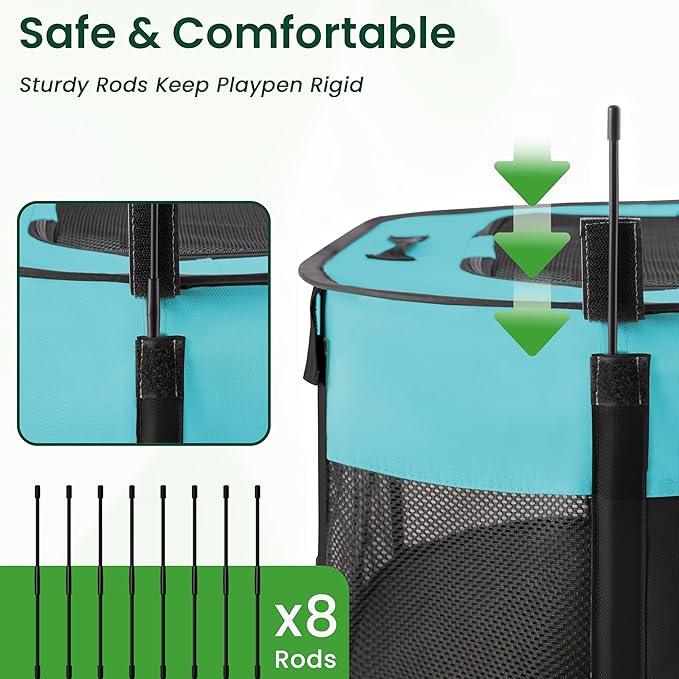 Love's cabin Pet Puppy Dog Playpen, Small Dog Tent Crates Cage Indoor/Outdoor, Portable Exercise Playpen for Dog and Cat, Foldable Pop Up Dog Kennel Playpen with Carring Case (S, Green)