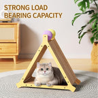Stylish Triangle Cat Scratcher – 3-Sided Scratching Board with 2 Interactive Ball Toys, Durable Cardboard Cat Furniture for All Cats/Kittens (Modern Aesthetic, Sleek Design)