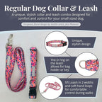 Lucky Love Dog - Easy Click Buckle Dog Collar with Leash Set Combo, Durable & Comfortable for Male & Female Dogs, Pet Collar for Small Dogs, Secure Fit - Floral Rosie Combo, Small