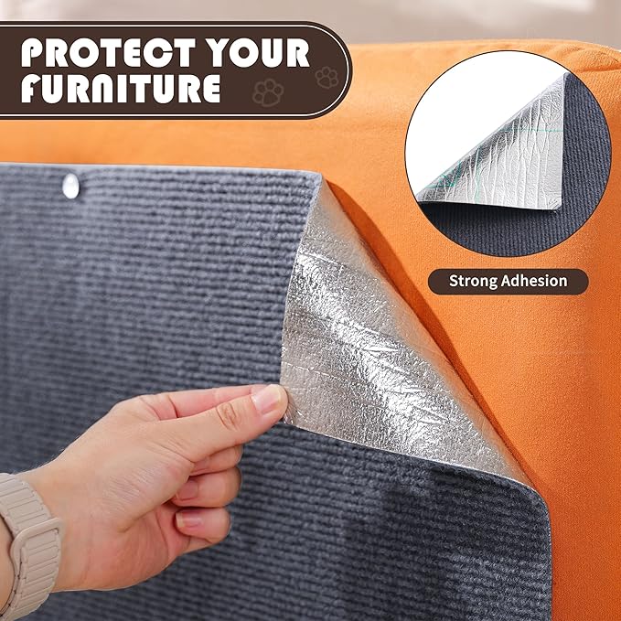 Cat Scratch Furniture Protector, Self-Adhesivet Scratch Mats Deterrent for Furniture, DIY Climbing Cat Scratcher Couch Protector from Cat Claws(Light Grey, 78.7x15.8Inch)