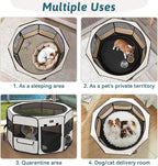 PETSFIT 45.5" Dog Playpen Indoor/Outdoor-Jump-Proof 28.5" Height with Removable Waterproof Mat & Zippered Roof | RV, Camping, Travel Dog Pen | Whelping & Cat Observation Space(45.5"L x 45.5"W x 28.5H)
