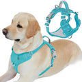 BARKBAY Dog Harness No Pull Oxford with ID Tag Pocket - Heavy Duty, Reflective, Easy Control for Large Dogs(Aqua Oxford,L)