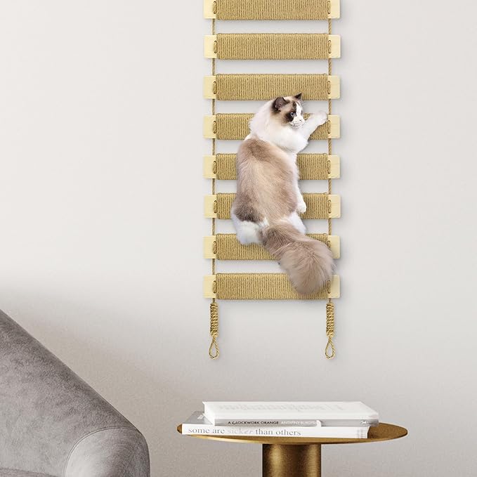 22in Cat Ladder Bridge Tree Tower Cat Cage Accessories Furniture Climbing Frame Toys for Indoor Cats Scratching Post (22x9.8in)