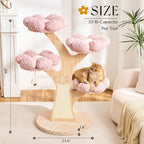 797Audio Flower Cat Tree, 48" Wood Branch Cat Tower, Pink Cloud Cat Tree with Scratching Post for Indoor Adult Cats, Luxury Cat Tree with Cozy Perches & Interactive Squeaky Hanging Toy