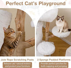 PETSITE 30.5 Inches Wooden Cat Tree, Multi-Level Modern Cat Tree with Scratching Posts, 2-Layer Condo, Long Plush Covered Soft Top Perch, and Various Jumping Platforms, Ideal for Indoor Cats