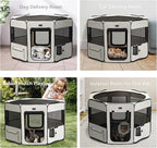 PETSFIT 45.5" Dog Playpen with Dual Zipper Doors –Sturdy Foldable Pet Playpen for Large & Medium Dogs with Removable Mesh Top and Leakproof Bottom