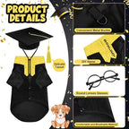 5 Pcs Dog Graduation Costume Set Include 2026 Pet Graduation Gown with Stole Puppy Grad Cap Lensless Glasses DIY Letter Stickers for Dogs Cats Holiday Costume Accessory(Black Yellow,XXL)