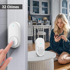 Wireless Doorbell Chime Kit, Door Bell with 1000ft Range 32 Chimes, Easy Installation, Adjustable 4 Volume, Battery Operated, Door Bell Ringer Wireless for Business/Store/Home/Office When Entering