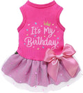 Fitwarm It's My Birthday Dog Dress, Dog Birthday Dress with Bowknot, Dog Clothes for Small Dog Girl, Funny Dog Clothes, Female Pet Outfit, Pink, Large