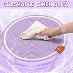 25.6 Inch Large Scratching Mat for Indoor Cats Natural Cotton Rope Flat Scratcher with Ear Hooks and Ball Toy Cat Scratch Rug Pad for Wall, Couch, Carpets, Sofas (Purple)