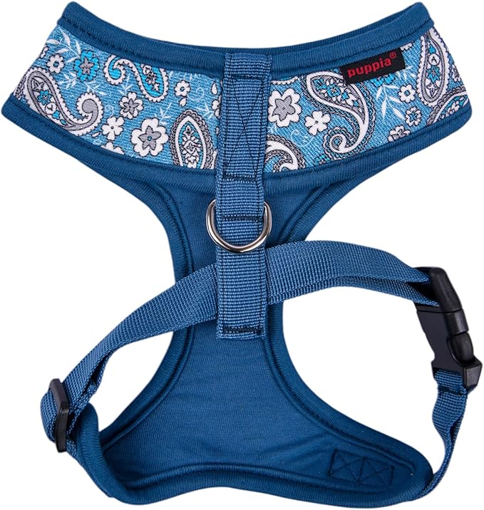 Puppia Cynthia Dog Harness A (Over-The-Head) Fashionable Paisley Pattern Spring Summer Harness for Small and Medium Dogs, Blue, X-Large