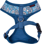 Puppia Cynthia Dog Harness A (Over-The-Head) Fashionable Paisley Pattern Spring Summer Harness for Small and Medium Dogs, Blue, Large