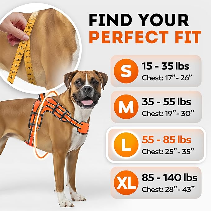 Dog Harness for Large Dogs Back D-Ring Control No Choking Pressure-Free Chest Design Comfortable Padded Adjustable Reflective Vest Harness for Daily Walks Training Easy Control Outdoor Use Secure Fit