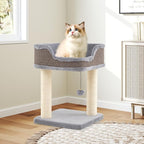 PETSITE 20 inch Small Cat Tree, Modern Cat Tree with Top Soft Upholstered Bed, Sisal Scratching Posts & Mats, and Interactive Dangling Ball, Ideal for Small Indoor Cats and Kittens