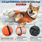 Dog Winter Coat, Warm Puffer Jacket with Fur-Safe Buckle & Leash Hole for Cold Weather, Water-Repellent Snow Vest, Breathable Thermal Apparel for Hiking & Active Dogs (Aurantium, XX-Large)