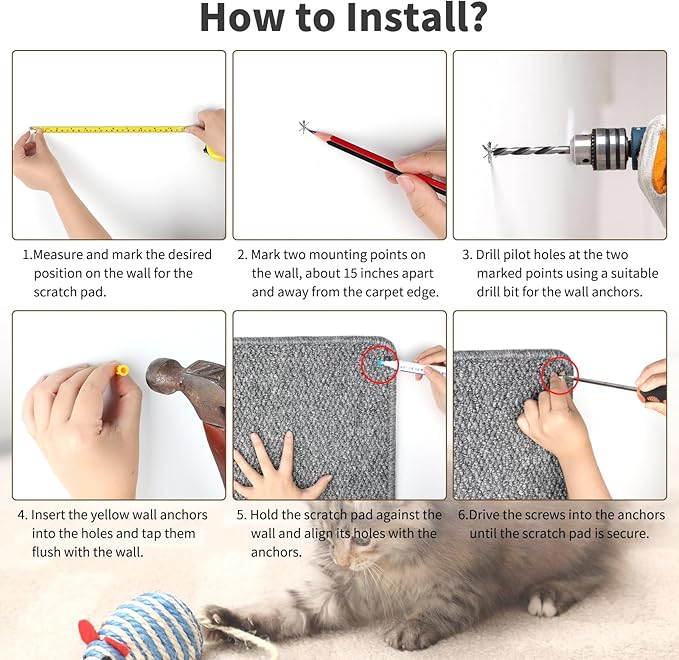 71" X 15.8" Thickened Cat Wall Climbing Carpet, Extra Large Cat Wall Scratcher Mat Tall Wall Mounted Climbing Cat Scratcher with 16 pcs Fixed Nails for Indoor Furniture Couch Sofa Protection (Camel)
