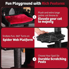 Gothic Cat Tree - 40" Goth Cat Bed, Spacious Condo, Spooky Hanging Bat, Durable Sisal Scratching Post - Elegant Black Cat Tree for Majestic Felines