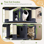 Globlazer 83'' Multi-Level Large Cat Tree Tower for Indoor Cats with Sisal Scratching Post, Hammock & 2 Condos, F83D, Dark Gray