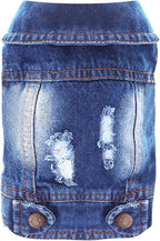 Cool Dog Jean Jacket Small Puppy Outfits Frenchie Clothes Denim Coats for Small Medium Dogs Cats Boys Girls Pet Vest Dog Shirt Clothing Doggy Costume (Blue, XL（Suggest 12-16 lbs）)