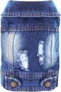 Cool Dog Jean Jacket Small Puppy Outfits Frenchie Clothes Denim Coats for Small Medium Dogs Cats Boys Girls Pet Vest Dog Shirt Clothing Doggy Costume (Blue, S（Suggest 4-6 lbs）)