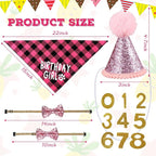 Weewooday Dog Birthday Party Supplies Birthday Boy Girl Cake Bandana Triangle Scarf Party Hat Dog Bow Tie Collar with Numbers for Large Medium Small Dog Puppy 1st Birthday(Sweet Style,Medium)