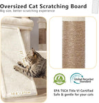 Heybly Cat Tree, 72.4-Inch Anti-Tip Cat Tower for Large Cats, All-in-One Cat Furniture with Spacious Perches, Multiple Interactive Areas, Extra-Large Sisal Scratching Board, Beige HCT060M