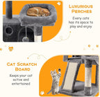 HOOMIC 36" Cat Tree for Indoor Kitty, Multi-Level Condo with Sisal Scratching Posts and Board, Cozy Hammock, Padded Plush Perch for Kittens, Grey