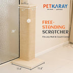 PETKARAY Couch Corner Cat Scratcher, 28'' Corner Wall Scratching Post, Sisal Cat Scratch Pad for Sofa & Furniture Protection with Toy Ball