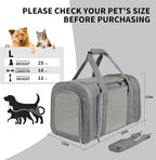 Carriers Soft-Sided Large Pet Carrier for Cats Dogs Small Animals Up to 35Lbs,Top Load Carrier,Ventilated Design,Portable Cat Carrier Airline Approved(X-Large, Grey)