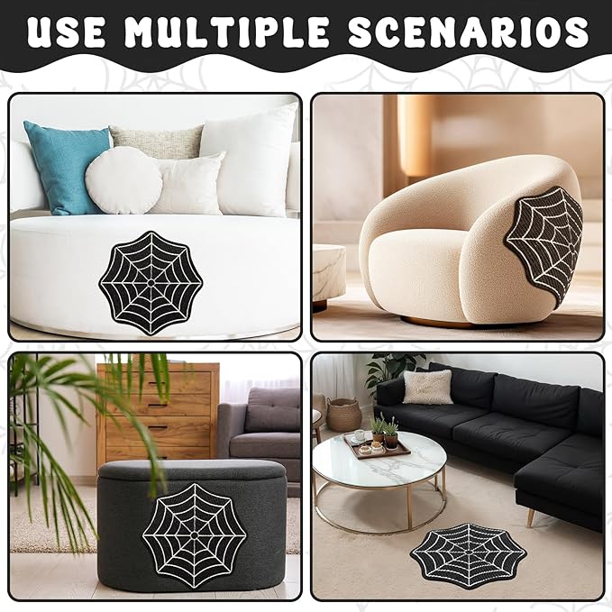 Self Adhesive Sisal Cat Scratch Pad for Wall or Couch, Trimmable Furniture Protector Mat with Strong Backing, Durable Cat Scratcher for Indoor Cats Activity Play(Spider Web)