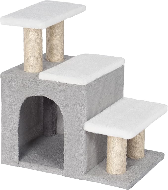 3-in-1 Cat Stairs for High Bed Couch, Multifunctional, Dog Steps for Small Doggie Pet Rabbits,19'' Tall, Beige, Medium