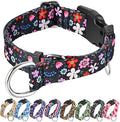 Martingale Dog Collar with Buckle Adjustable Nylon Limited Slip No Pull Training Floral Dog Collars (Black Pink Red, XSmall)