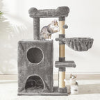 Multi-Level Cat Tree Tower for Large Cats with Scratching Posts, Condos, Perch, Hammocks & Toys, Cat Jungle Gym for Indoor Cats, Ideal for Multi-Cat Households, Gray