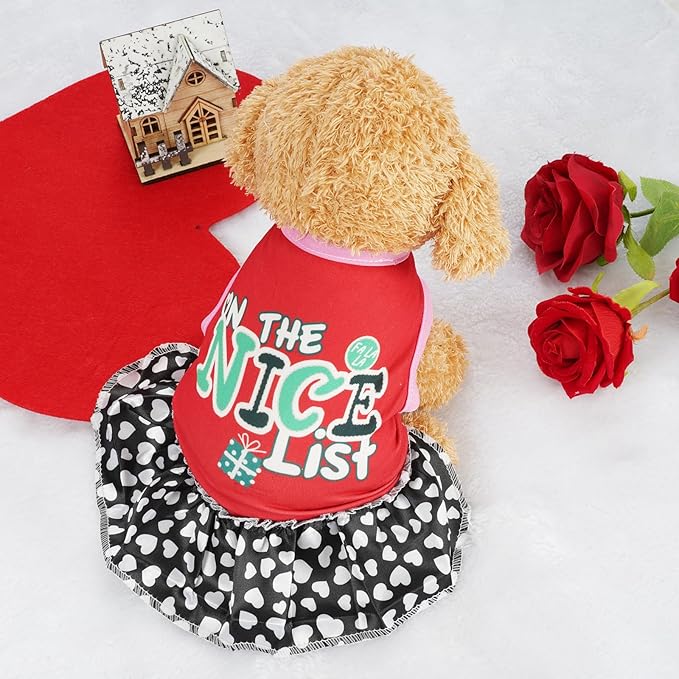 4 Pack Adorable Girl Puppy Printed Doggy Clothes for Small Dogs - Girl Holiday Apparel Dresses(S)