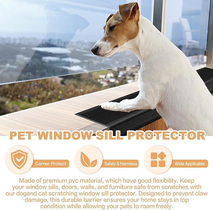 Dog Cat Scratching Window Sill Protector, Self-Adhesive Anti-Scratch Guard for Walls, Furniture - Slip Resistant Pet Shield