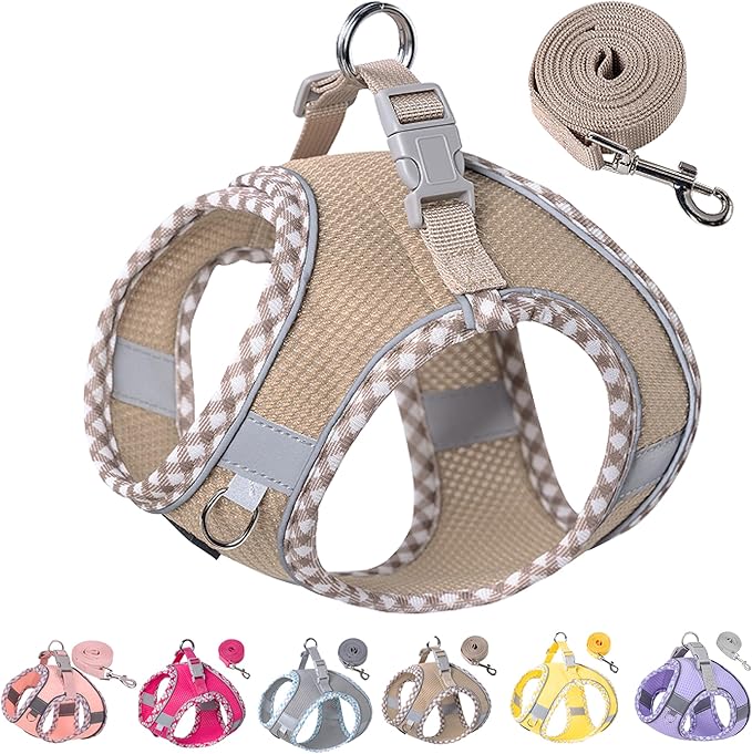 Petank Dog Harness for Small Medium Dogs No Pull, Puppy Harness and Leash Set for Walking, Running, Training, Small Dog Harness, Medium Dog Harness (Brown, L)