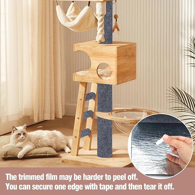 Cat Scratch Couch Furniture Protector-118 x15.8 cat Scratch Mat for Couch Furniture and Wall Protector,Trimmable Self-Adhesive DIY Climbing Cats Scratcher Couch Protector（Khaki）
