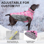 BEAUTYZOO Dog Winter Coat with Harness Built in, Reflective Plaid Puffer Vest Waterproof for X-Small Dogs, Fleece Warm Puppy Zipped Jacket with D Ring, Pet Cold Weather Sweater Clothes, Pink XS