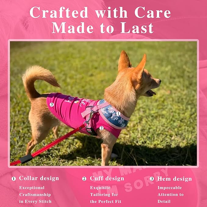 Pink Cotton Dog Shirt with 'Little Miss Sassy' Corgi Butt Print, Soft & Breathable Pet Apparel for Small to Large Dogs, All-Season Sleeveless Vest, Cute and Comfortable Dog Outfit.XXL