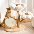 Modern Natural Solid Wood Cat Tree Tower for Indoor Cats Large Adult, 30 inch Flower Cat Tree with Scratching Post, Luxury Aesthetic Cat Tree with Cloud-Soft Flower Perches and Sisal Scratching Pad