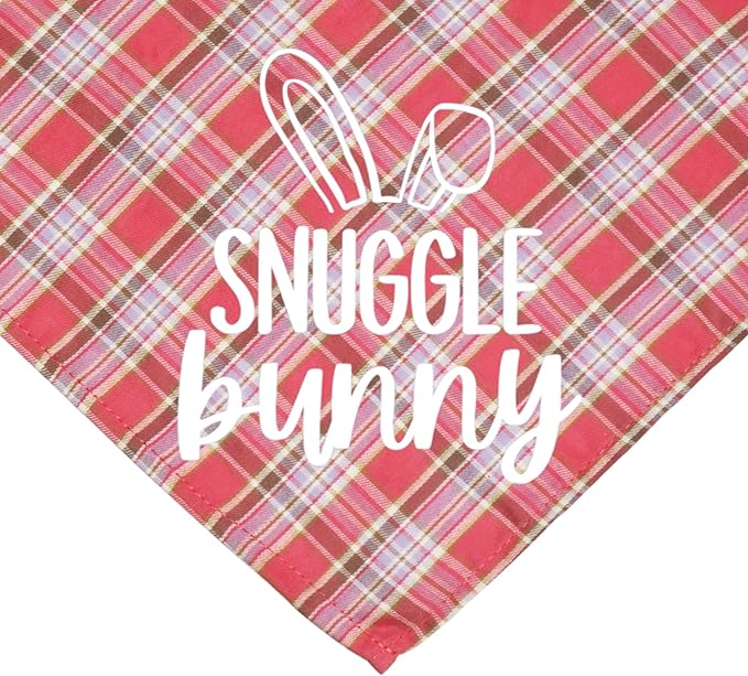 Easter Dog Bandana Bunny Costumes, Easter Bunny Dog Headband Buffalo Plaid Dog Easter Bandanas for Small Medium Large Dogs