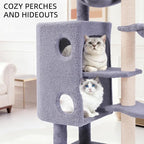 45in Cat Tree Tower with Big Condo for Indoor Cats,Cat Tower with Scratching Post,Scratching Board and Cat Toys,Multi-Level,Small Space,Transformer Cat Tree (Grey+)