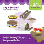 Catstages Daisy Scratch and Spinning Catnip Toy Bundle Cat Scratcher with Topper for Interactive Play, Two Toys in One, Multicolored