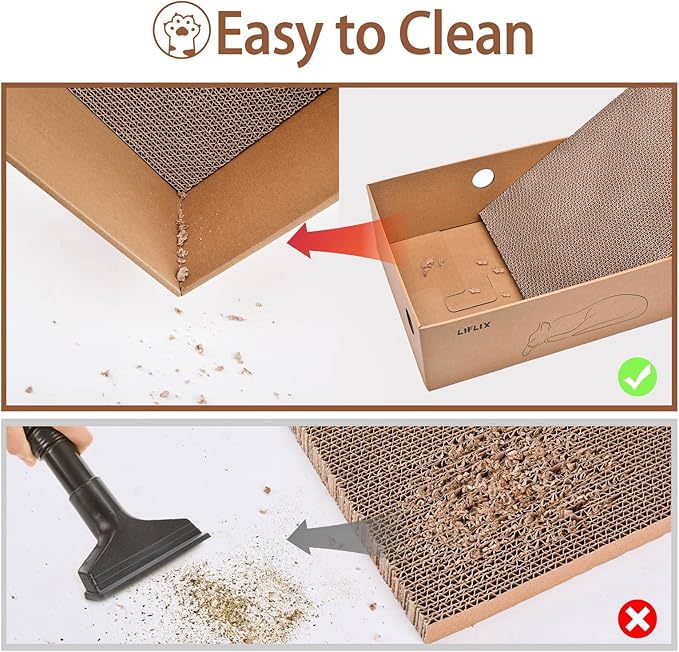 Cardboard Cat Scratcher with 2 Boxes, 6PCS Reversible Cat Scratch Pads in Large Cat Scratcher Box, 17.1" ｘ13.2 ｘ6.1