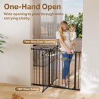 InnoTruth 29.5–40.75" Baby Gate for Stairs, 30" Tall Dog Gates for Doorways & Hallways, Safety Gate for Kids & Pets, Pressure-Mounted Walk-Through with Dual Lock & 2-Way Swing, Black
