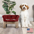 Neater Feeder Deluxe Mess-Proof Elevated Dog Bowls for Medium Dogs (19–40 lbs), 2 Height Adjustable (10” & 12.5”) No-Spill Raised Dog Bowl Stand, Stainless Steel Food Bowl Set, Made in USA, Cranberry